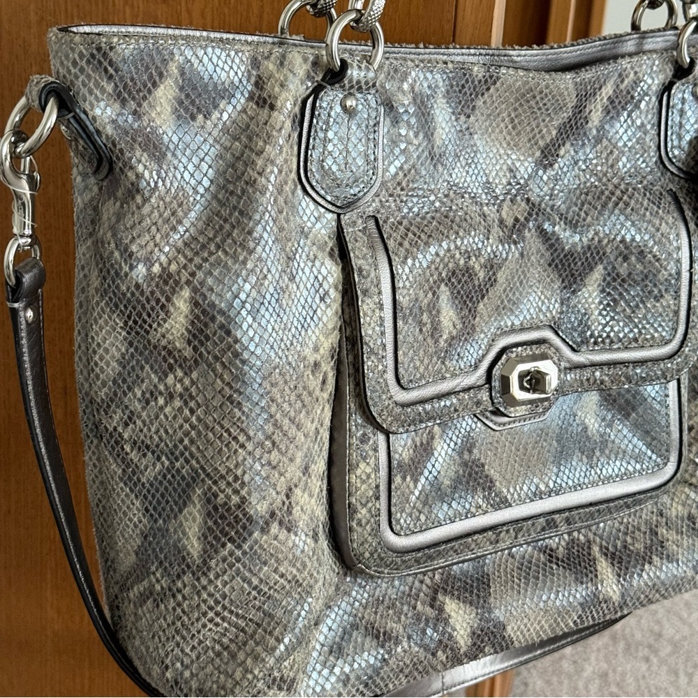 Coach Campbell Exotic Snakeskin Embossed Python Print Leather Large Satchel - Picture 3 of 15